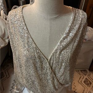 H&M Shimmering Silver Sequin Blouse